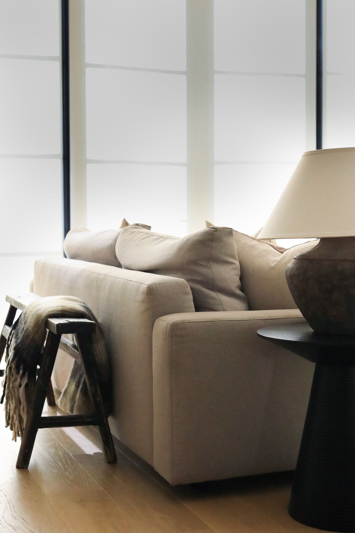 Alic Vintage Elm Wood Bench - Black