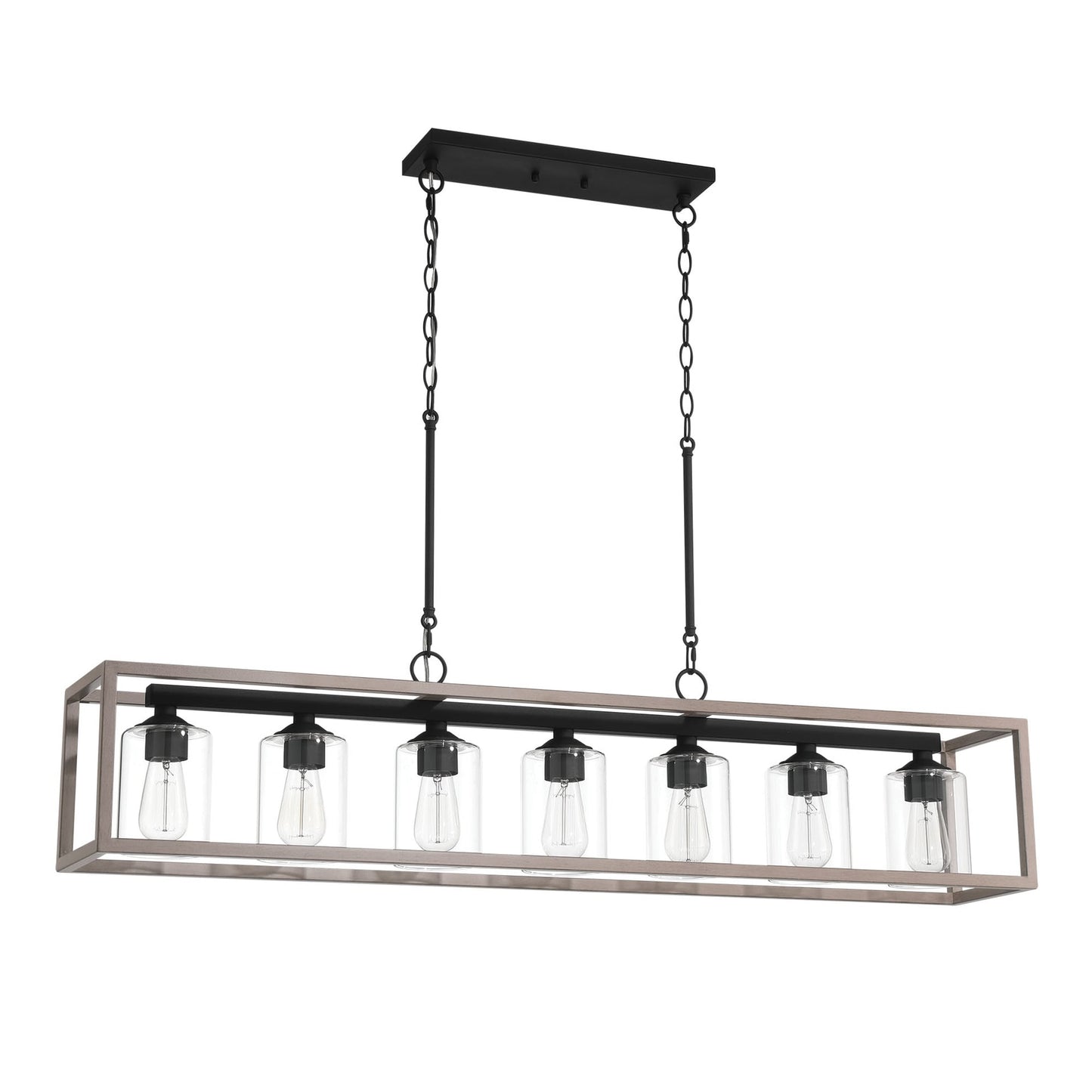 Allegray 52in Farmhouse 7-light Linear Chandelier Rectangle Kitchen Island Pendant