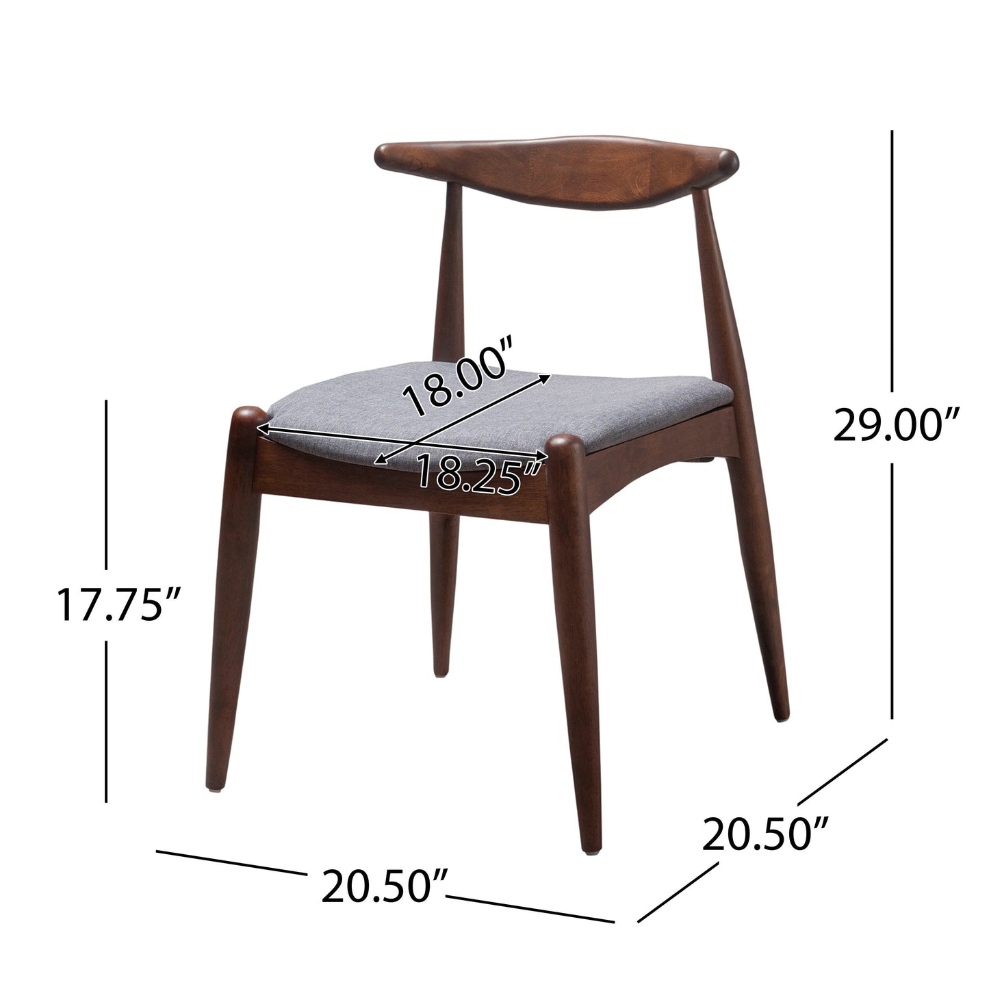 Francie Mid-Century Modern Dining Chairs (Set of 2) by Christopher Knight Home - 20.50 W x 20.25 L x 29.75 H