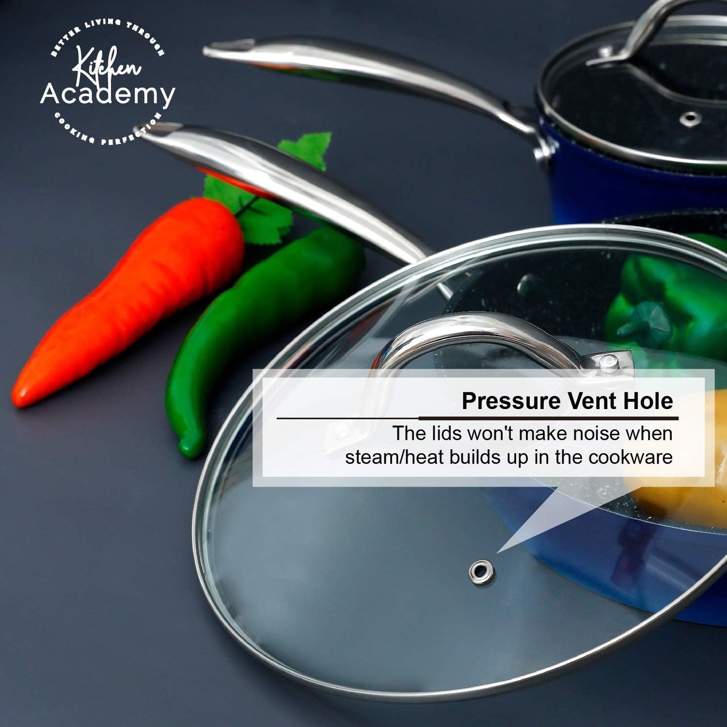 Kitchen Academy 15-piece Nonstick Granite-coated Cookware Set