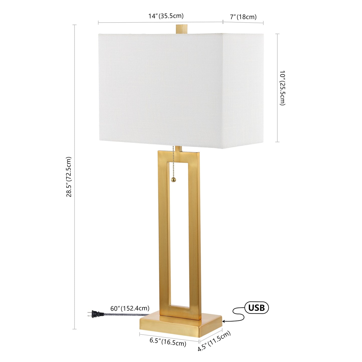 Lucie 28.5 Vintage Industrial Iron LED Table Lamp with Pull-Chain and USB Charging Port, (Set of 2) by JONATHAN Y