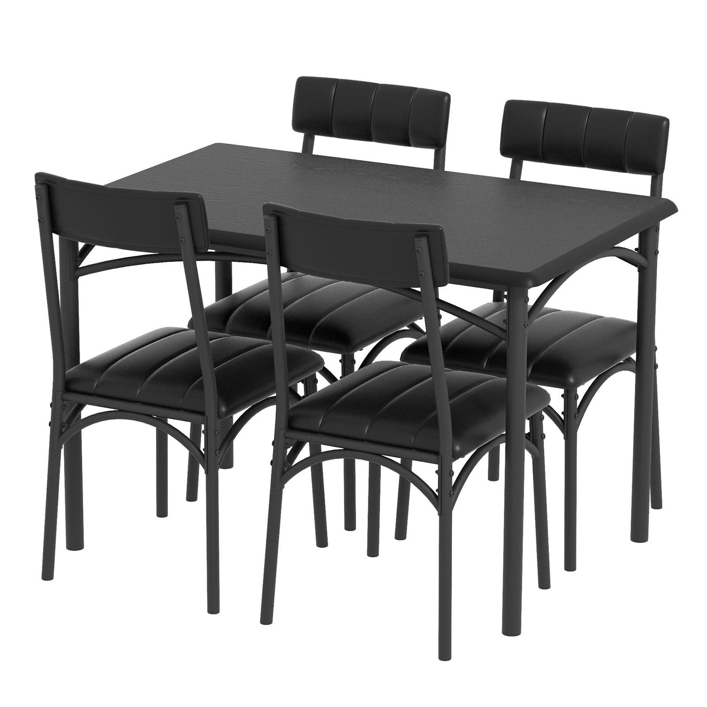 Rectangular Dining Table Set for 4 with Upholstered Chairs