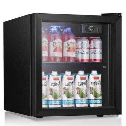 1.3cu.ft Beverage Refrigerator Cooler - 48 Can 12 Bottle Mini Fridge Glass Door, Knob Control