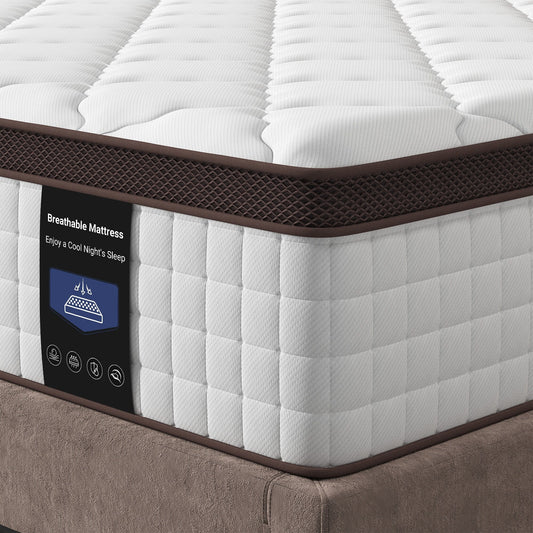 10 Hybrid Memory Foam Mattress - Medium Firm Support with Reinforced Coils for Pressure Relief, CertiPUR-US Certified