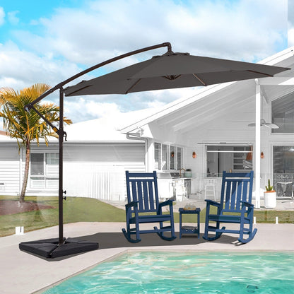 10 ft Steel Crank-lift Cantilever Umbrella With Weighted Base