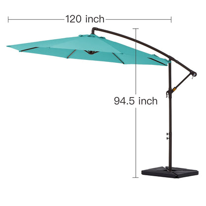 10 ft Steel Crank-lift Cantilever Umbrella With Weighted Base