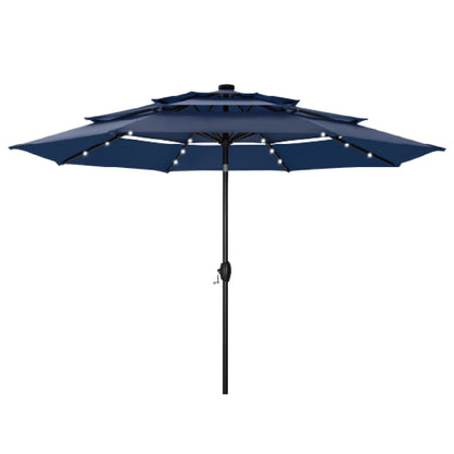 MAISON ARTS 10ft 3 Tier Auto-tilt Patio Umbrella Outdoor Double Vented Umbrella with LED Lights