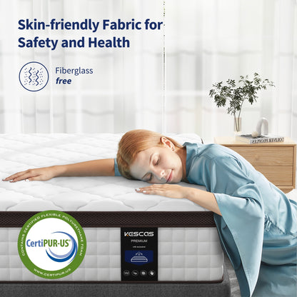 14 Hybrid Mattress - Bamboo Charcoal Gel Memory Foam & 7-Zone Pocket Coil Support, Medium Firm, 100-Night Trial