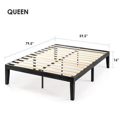 16 Inch Classic Solid Wood Platform Bed Frame in Multiple Finishes