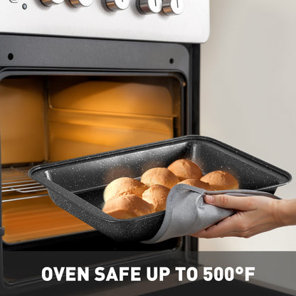 17-Piece Kitchen Granite Cookware Set, Non-stick Cooking Pots and Pans Set