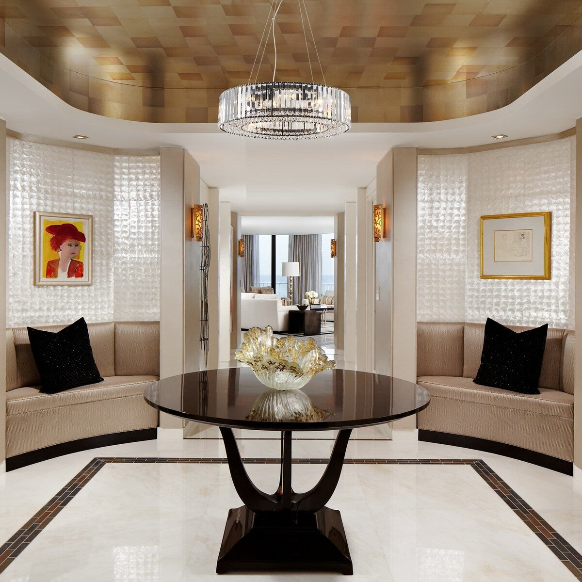 24.8 in. 8-Light Farmhouse Chandelier, Crystal Chandelier, Drum Chandelier for Dining Room Living Room Bedroom Kitchen