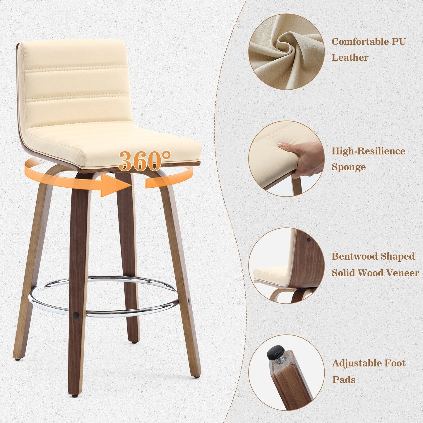 26/29 Faux Leather Swivel Bar/Counter Stools, Set of 2/3