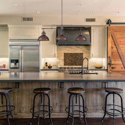 3-Light Industrial Farmhouse Dome Pendant Metal Linear Kitchen Island Pendant Light Oil Rubbed Bronze Finish