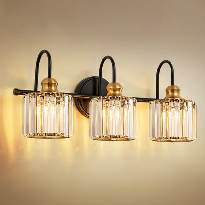 3/4-Light Modern Glam Linear Dimmable Crystal Bathroom Vanity Lights Over Mirror