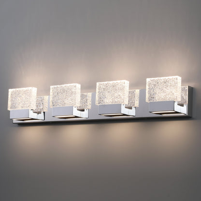 C Cattleya Stainless Steel 3000K Integrated LED Vanity Light with Art Glass Shades - Chrome