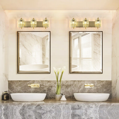 3-Light Modern Glam Bathroom Vanity Lights Crystal Wall Sconce Light for Mirror