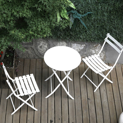 3-Piece Minimalist Patio Bistro Set of Foldable Round Table & Chairs - 3-Piece-Patio-Bistro-Set