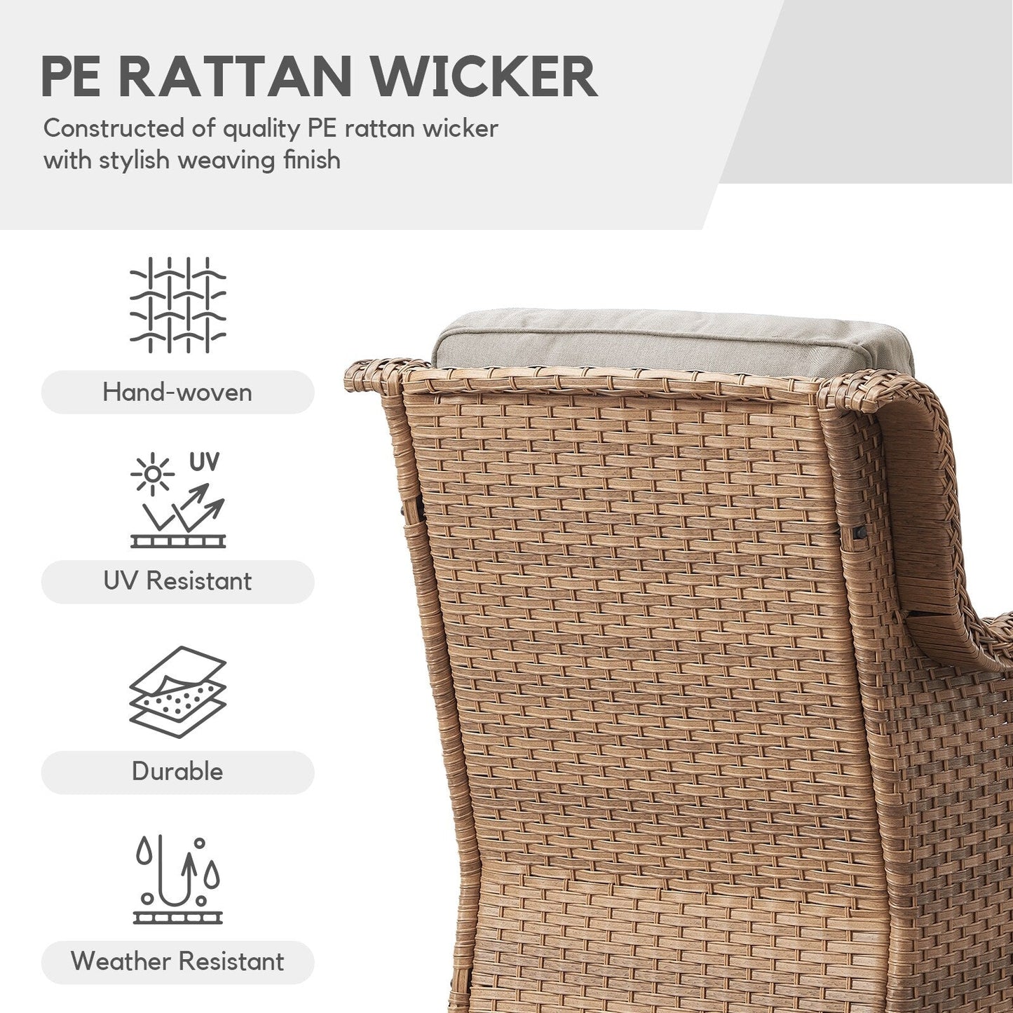 Gymojoy 3 Piece Outdoor Wicker Swivel Rocker with Cushion & Table