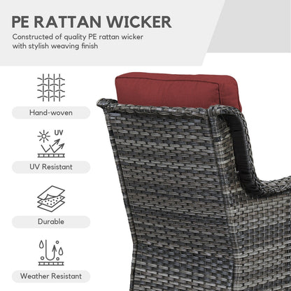 Gymojoy 3 Piece Outdoor Wicker Swivel Rocker with Cushion & Table