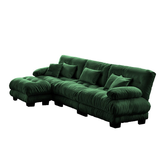 3-Seat Modular Sectional Sofa Deep Seat Couch L Shaped Cloud Couch with Convertible Ottoman for Living Room