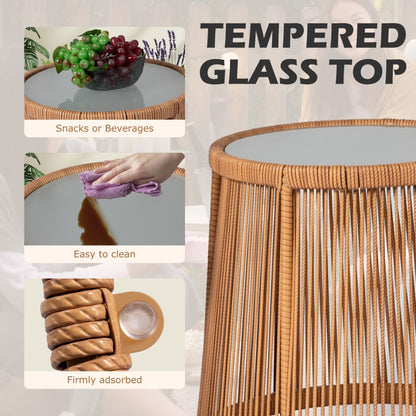 3 Piece Outdoor Wicker Conversation Bistro Set, All-Weather Rattan Furniture Patio Chairs Set with Cushions