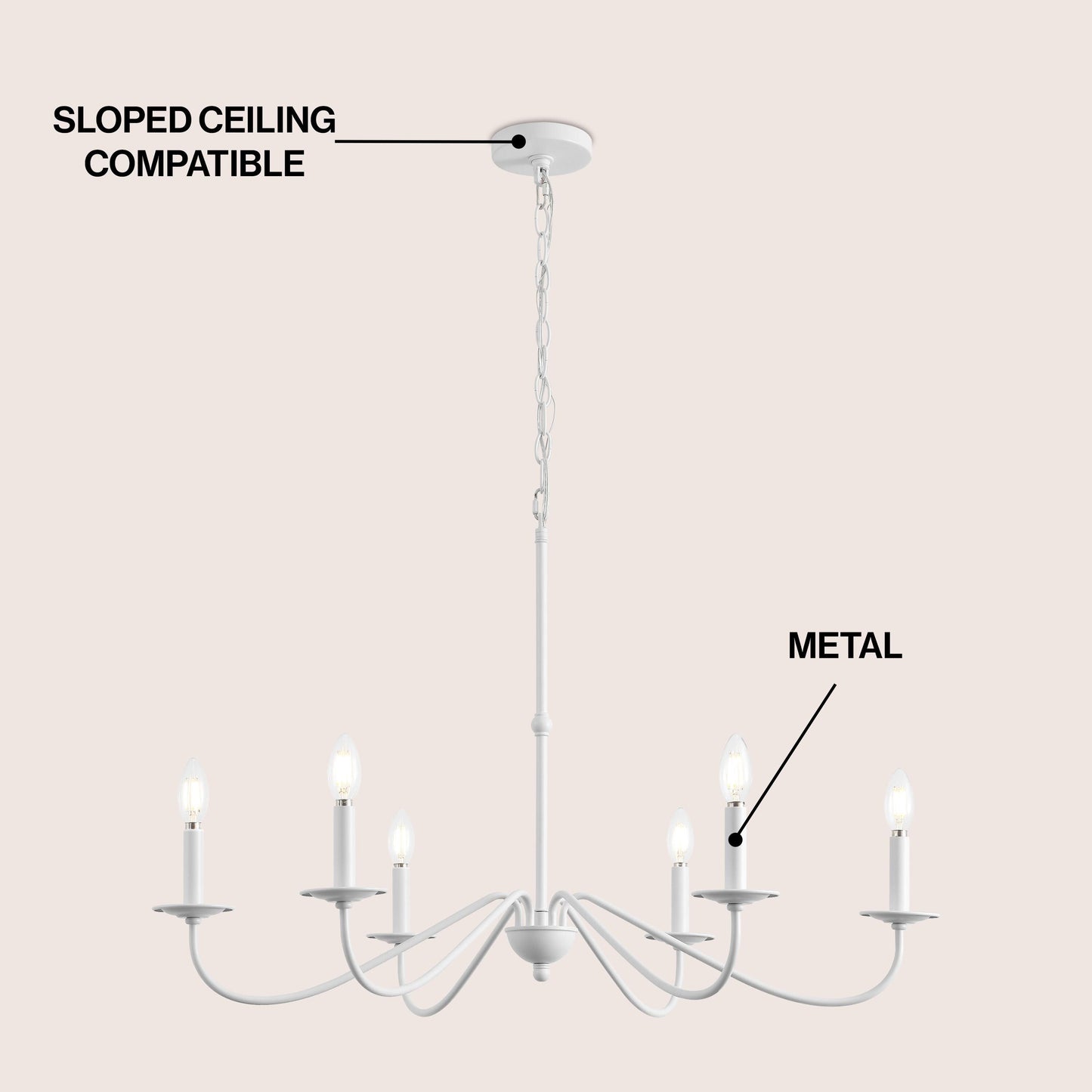 34.75 6-Light Iron LED Chandelier, by JONATHAN Y