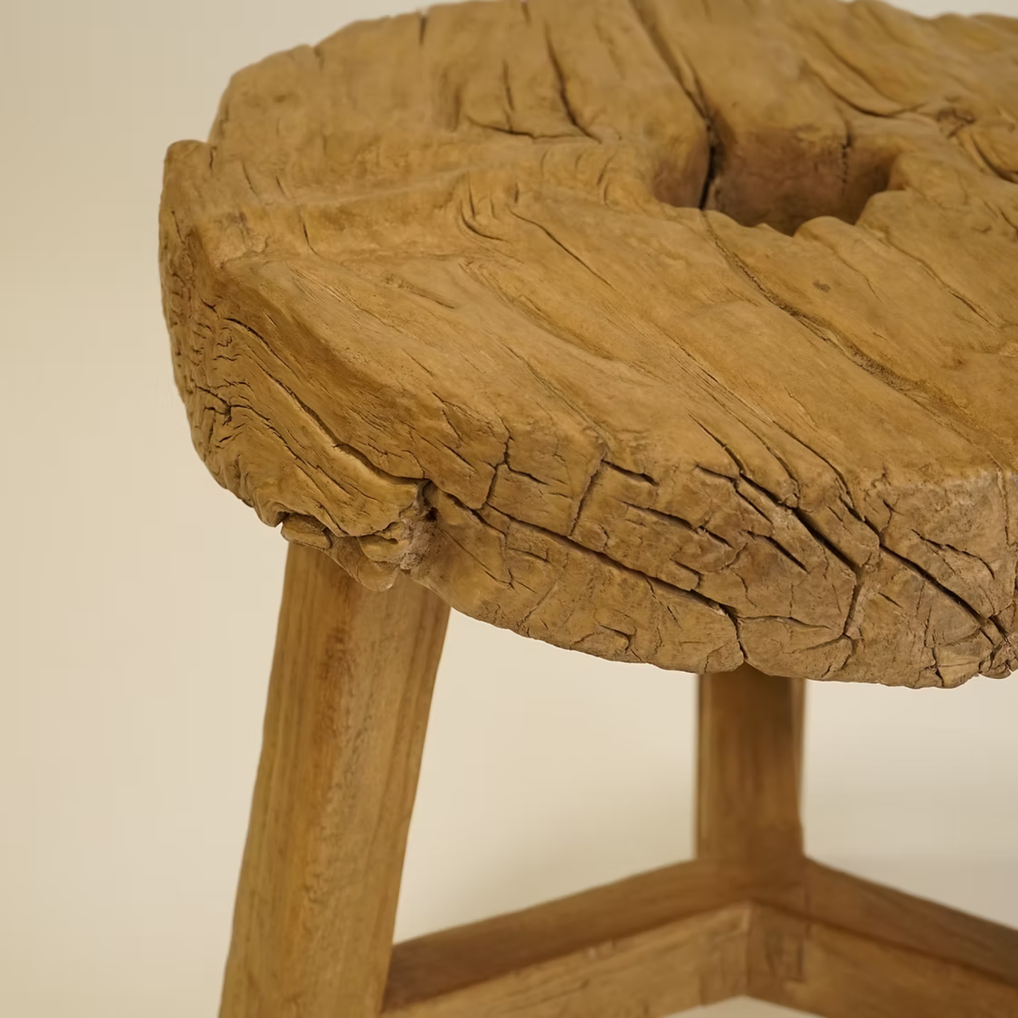 Wells Vintage Wooden Wheel Side Table