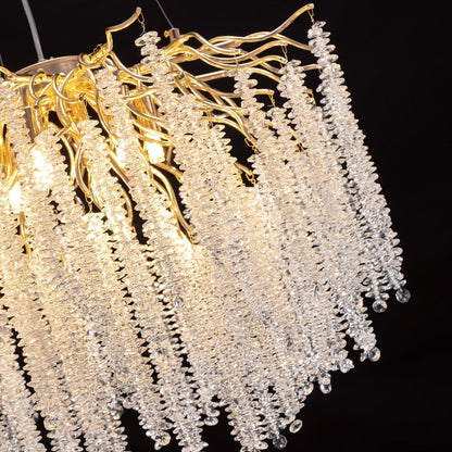 40 in. Gold Modern Crystal Chandelier Tree Branches Rectangular Chandelier Kitchen Island Pendent Light for Dining Room
