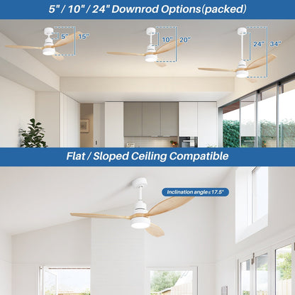 48 and 52 Integrated LED Ceiling Fan with Light and Remote, Reversible DC Motor