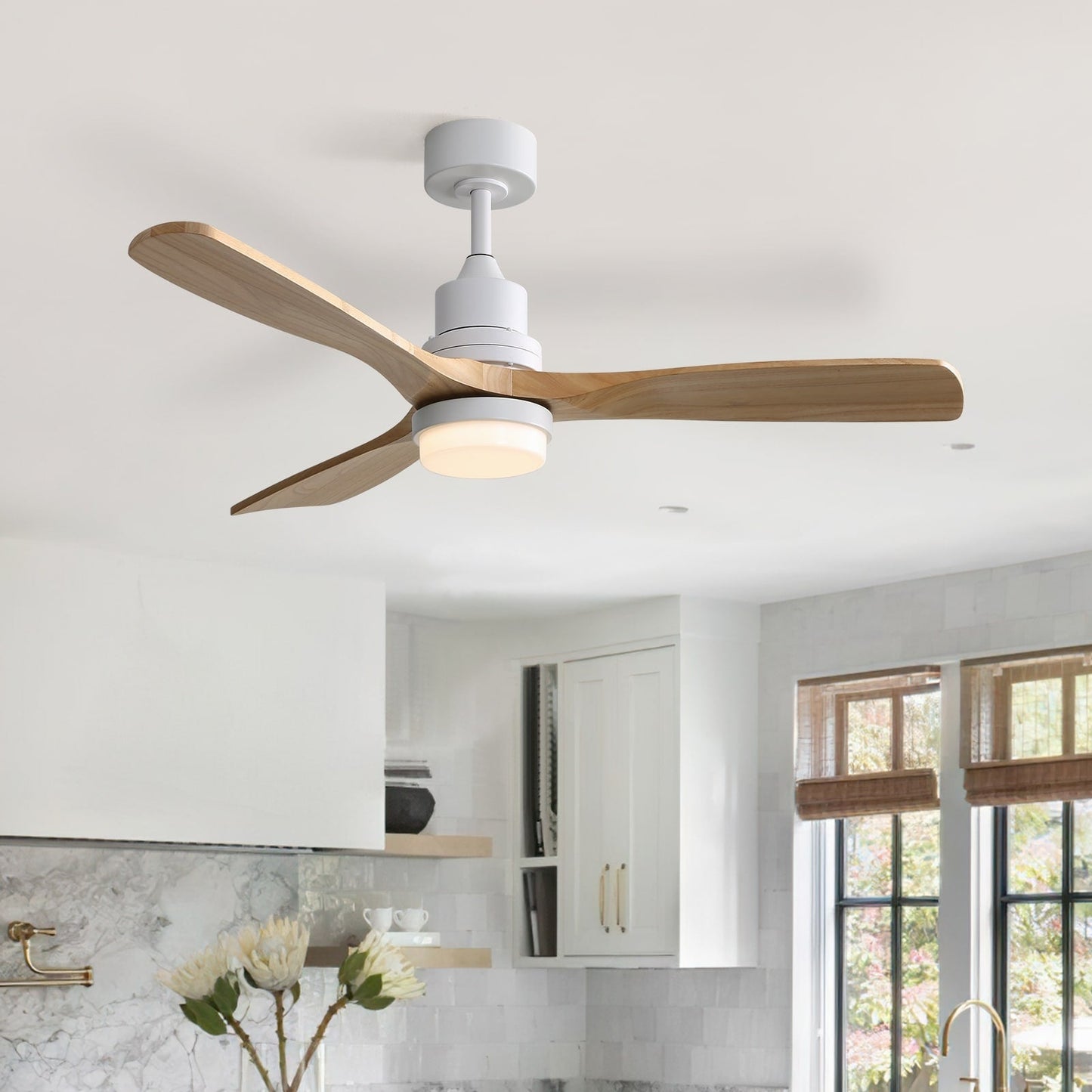 48 and 52 Integrated LED Ceiling Fan with Light and Remote, Reversible DC Motor