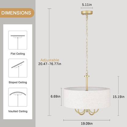 5-Light Modern Semi Flush Mount Ceiling Light for Dining Room Bedrooms Living Room - N/A