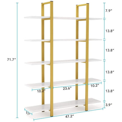5-Tier Bookshelf, Vintage Industrial Style Bookcase