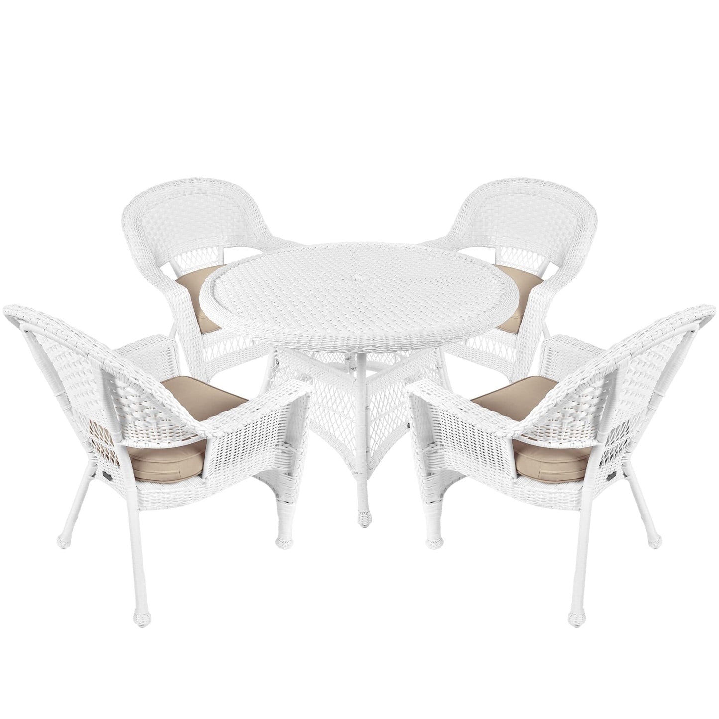 5-piece White Resin Wicker Dining Set