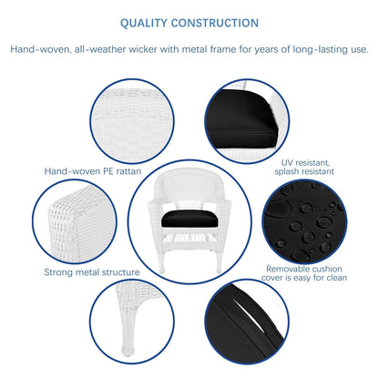 5-piece White Resin Wicker Dining Set