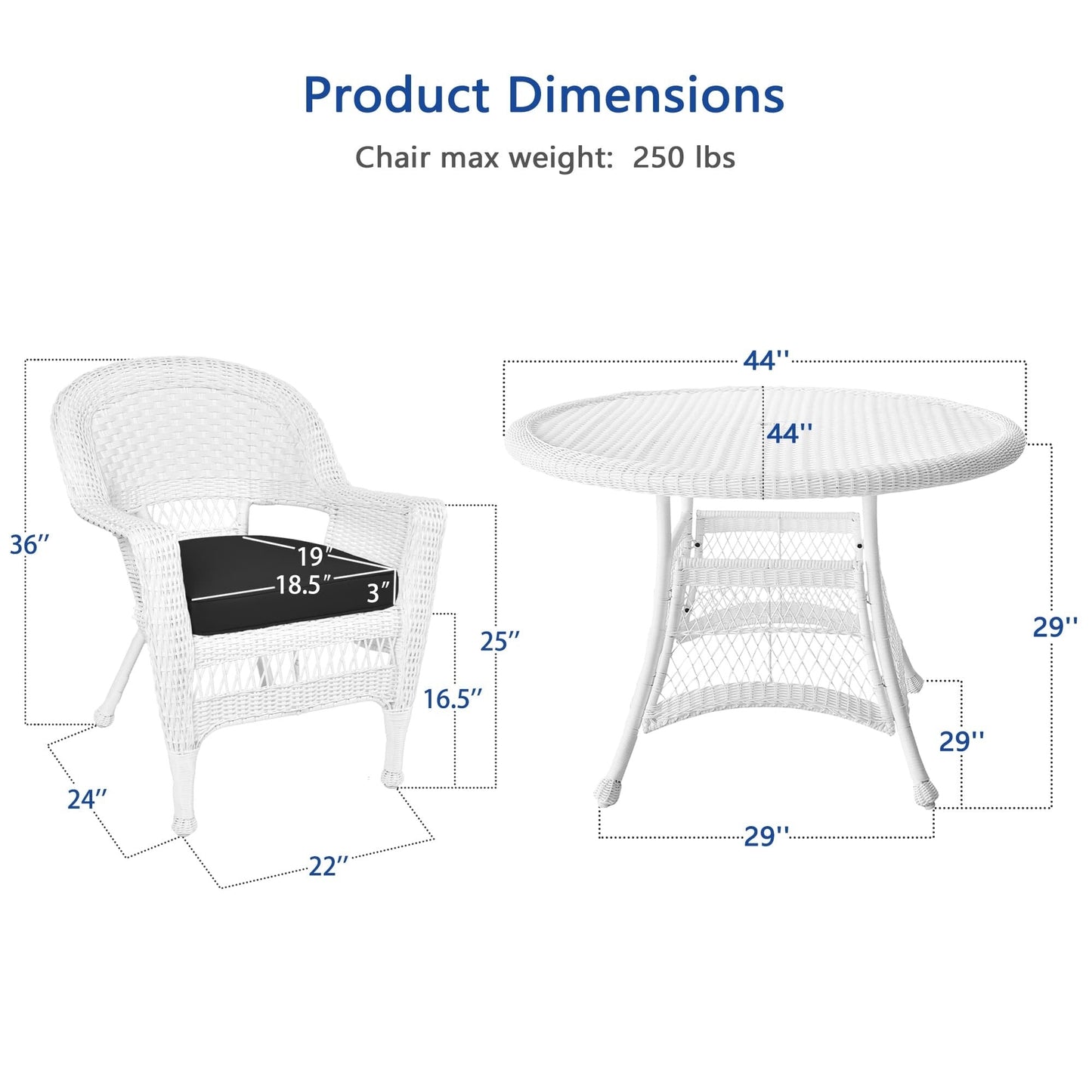 5-piece White Resin Wicker Dining Set