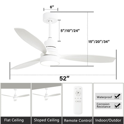 48 and 52 Integrated LED Ceiling Fan with Light and Remote, Reversible DC Motor