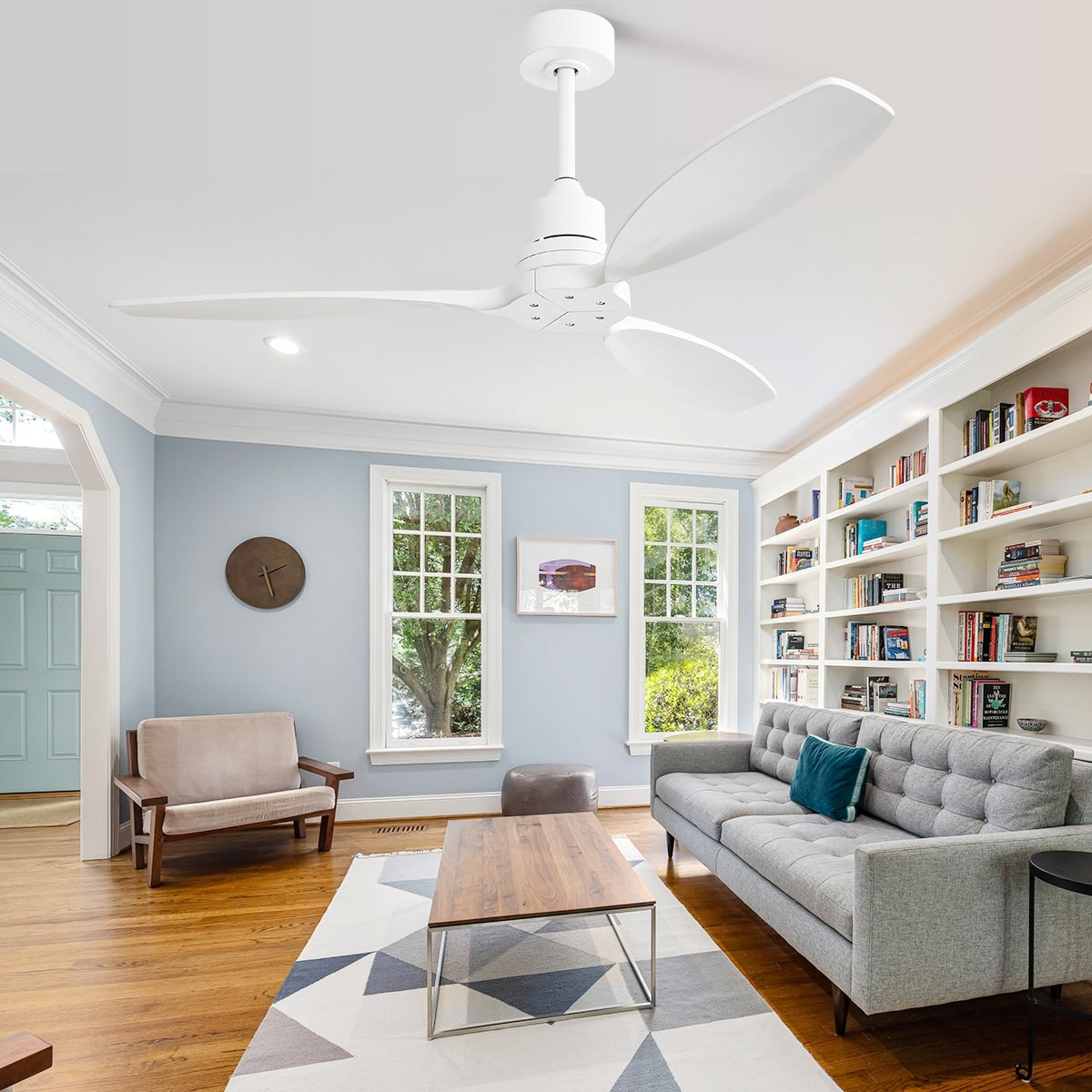 52 inch Modern Solid Wood / ABS Ceiling Fan With Remote Control(No Light),6 WInd Speed,Reversible Airflow