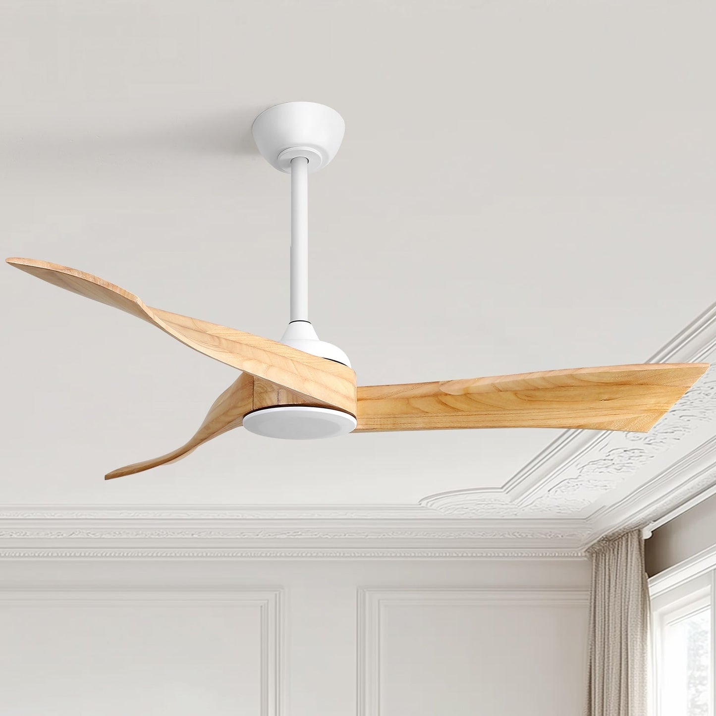 52 inch Modern Solid Wood / ABS Ceiling Fan With Remote Control(No Light),6 WInd Speed,Reversible Airflow