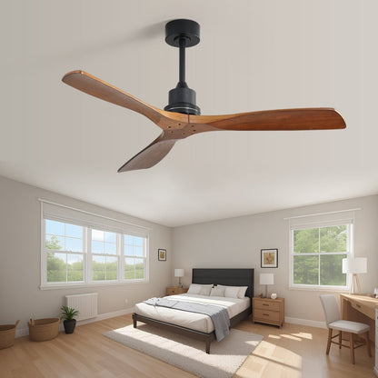 52 inch Modern Solid Wood / ABS Ceiling Fan With Remote Control(No Light),6 WInd Speed,Reversible Airflow