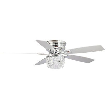52 Chrome Crystal Flush Mount Ceiling Fan with Light Kit and Remote