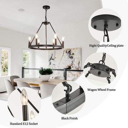 54-inch Round Wagon Wheel 24-light Chandelier