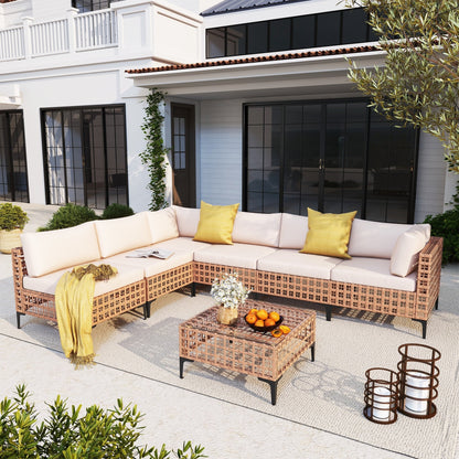 6 - Person Outdoor Sectional Seating Group with Cushions