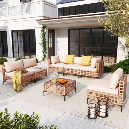 6 - Person Outdoor Sectional Seating Group with Cushions