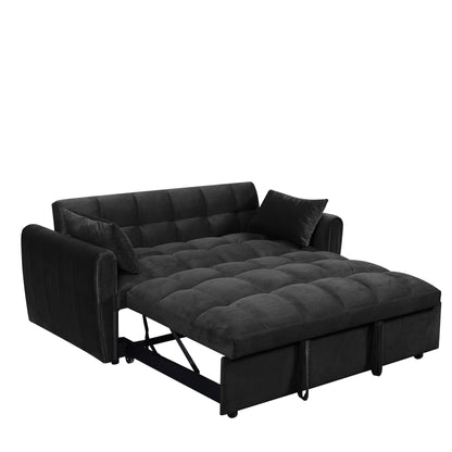 64.96 Velvet 3-in-1 Convertible Sofa Bed with Adjustable Back, Storage Pocket, and 500lb Weight Capacity