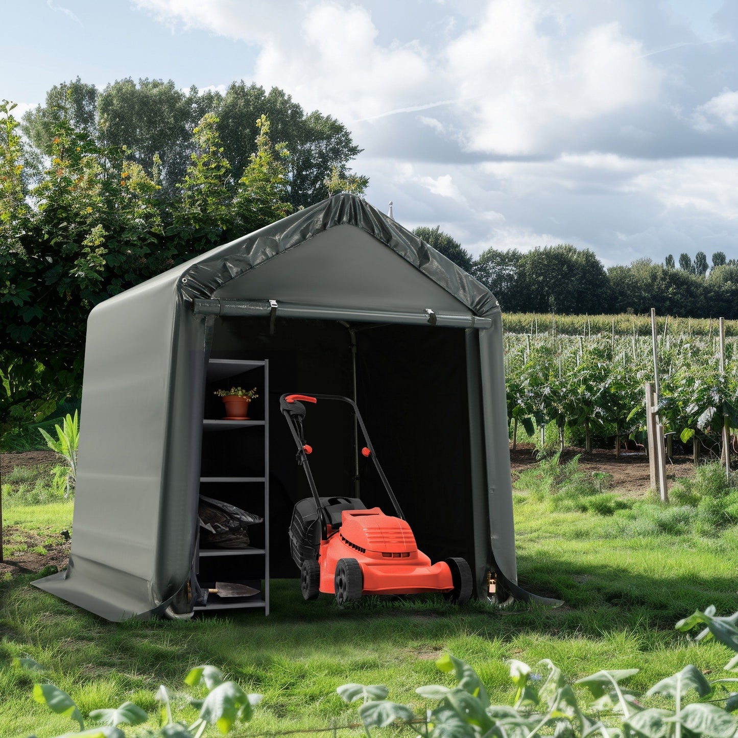 Outdoor Storage Shed and Carport Canopy: Portable Shelter for Bikes, Motorcycles, and Garden Storage