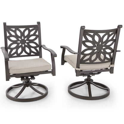 MAISON ARTS 7-Piece Cast Aluminum Patio Dining Set with Expandable Rectangular Table & 6 Cast Aluminum Chairs