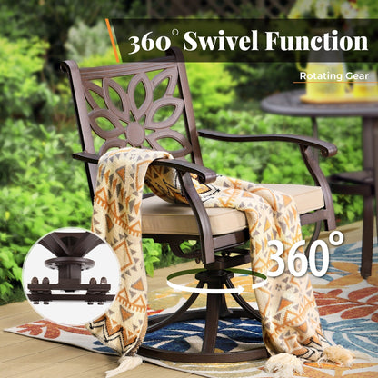 MAISON ARTS 7-Piece Cast Aluminum Patio Dining Set with Expandable Rectangular Table & 6 Cast Aluminum Chairs