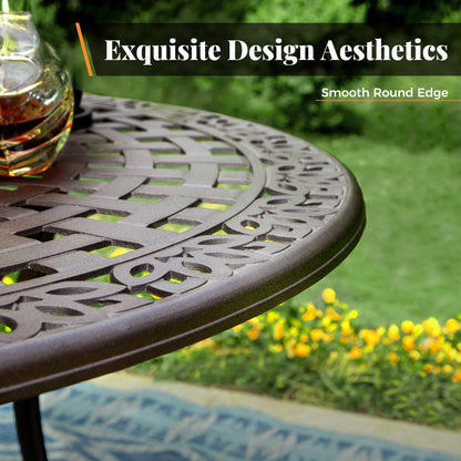 MAISON ARTS Cast Aluminum Dining Chairs/Patio Dining Set with Round Dining Table & 6 Cast Aluminum Patio Chairs