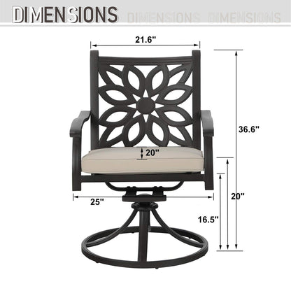 MAISON ARTS Cast Aluminum Dining Chairs/Patio Dining Set with Round Dining Table & 6 Cast Aluminum Patio Chairs