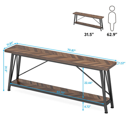 70.9 Inch Extra Long Sofa Table, Industrial Entry Console Table